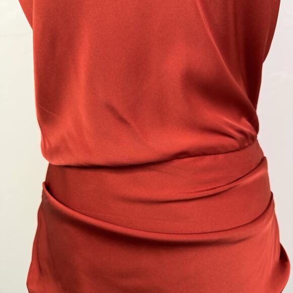 Johanna Ortiz Silk Bantu Mini Dress 6 NWT Terra Cotta Draped Cocktail Party - Picture 3 of 12